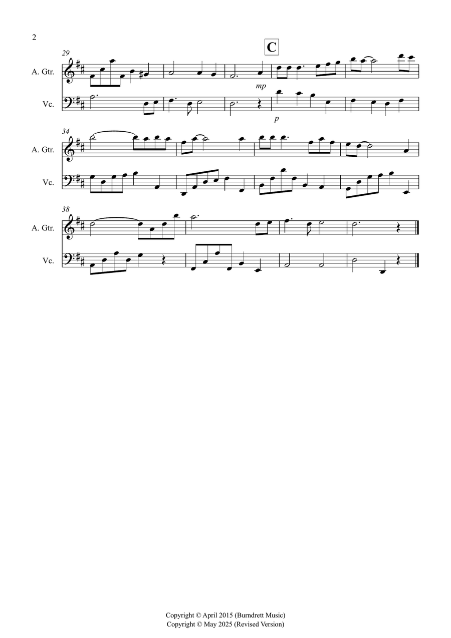 Shenandoah for Guitar and Cello Duet String Duet scores gallery preview page 2