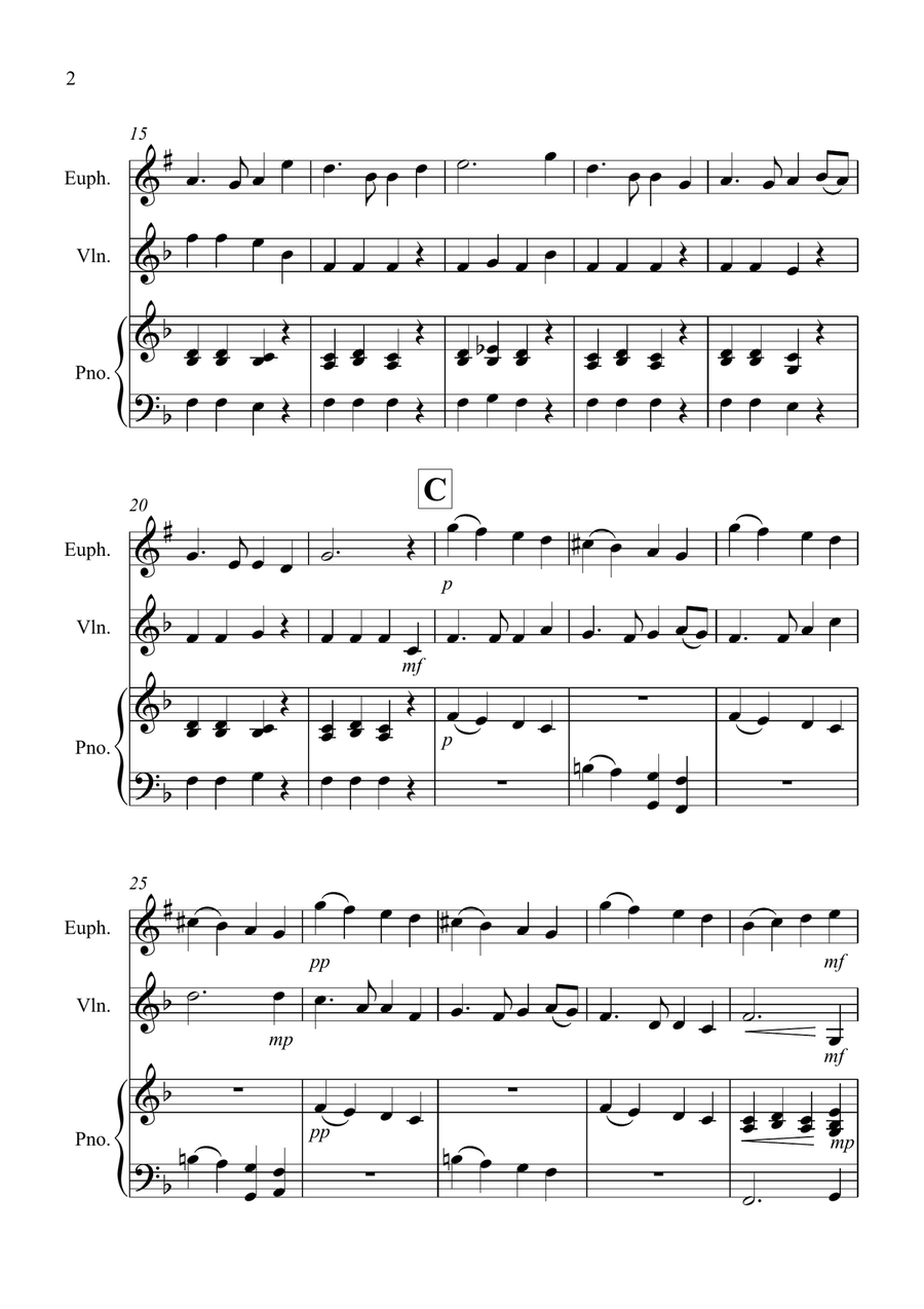 Auld Lang Syne for Euphonium and Violin Duet String Duet scores gallery preview page 2