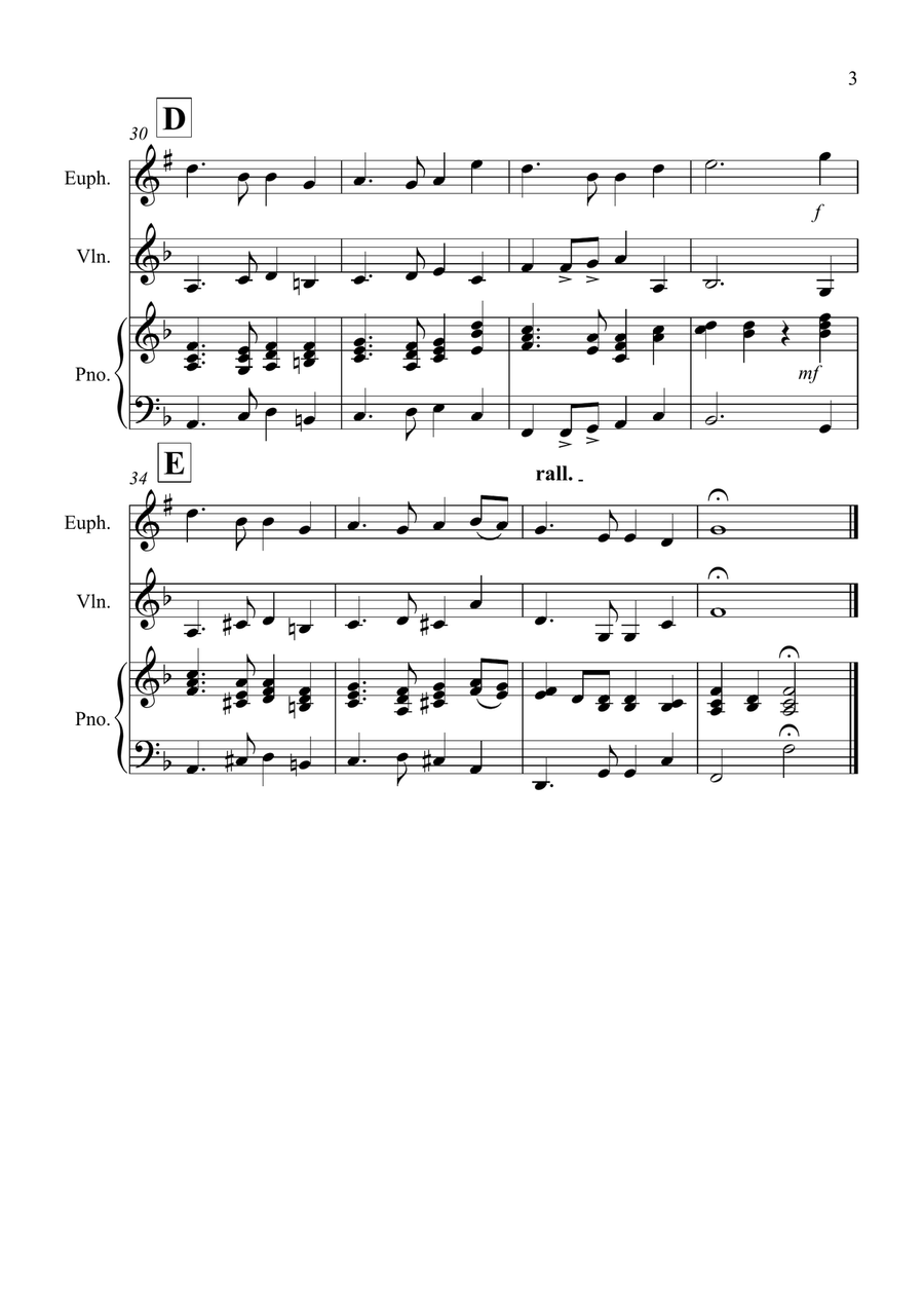 Auld Lang Syne for Euphonium and Violin Duet String Duet scores gallery preview page 3