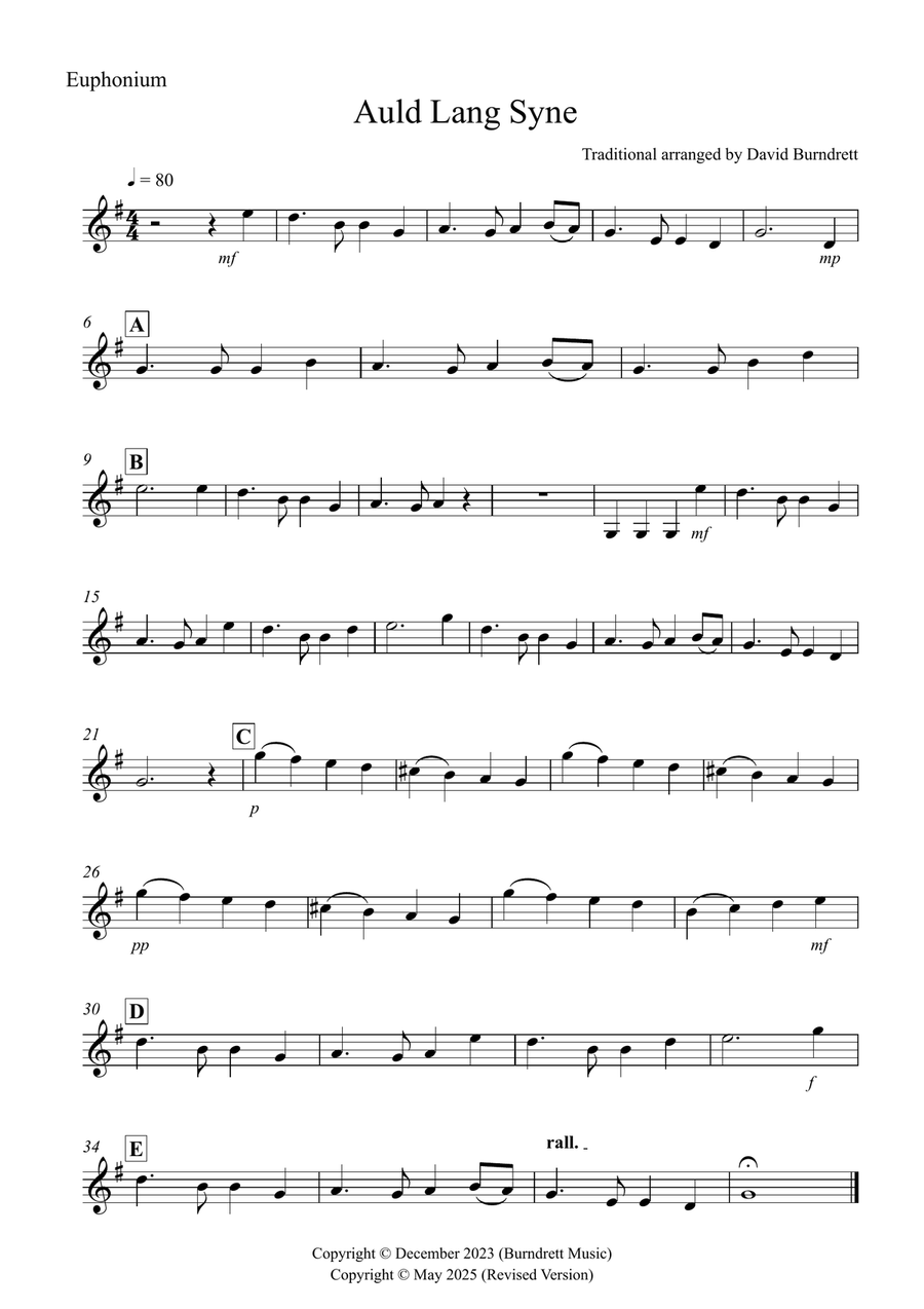 Auld Lang Syne for Euphonium and Violin Duet String Duet scores gallery preview page 4