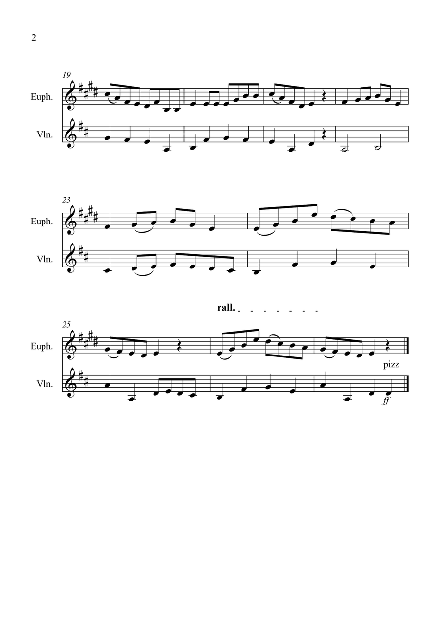 Early One Morning for Euphonium and Violin Duet String Duet scores gallery preview page 2