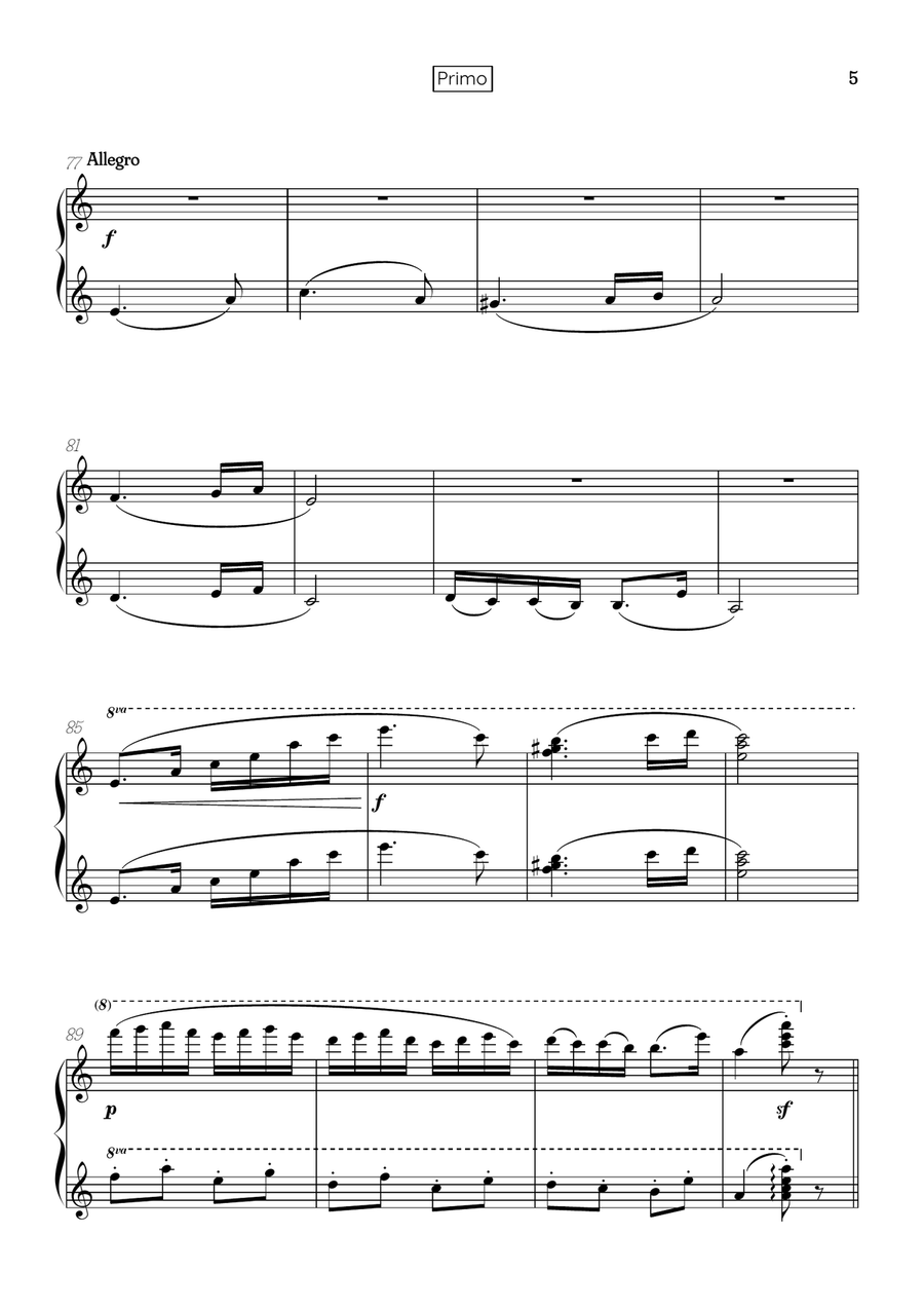 Brahms: Hungarian Dance No. 5 | piano four-hands sheet music (A minor) 1 Piano, 4-Hands scores gallery preview page 5
