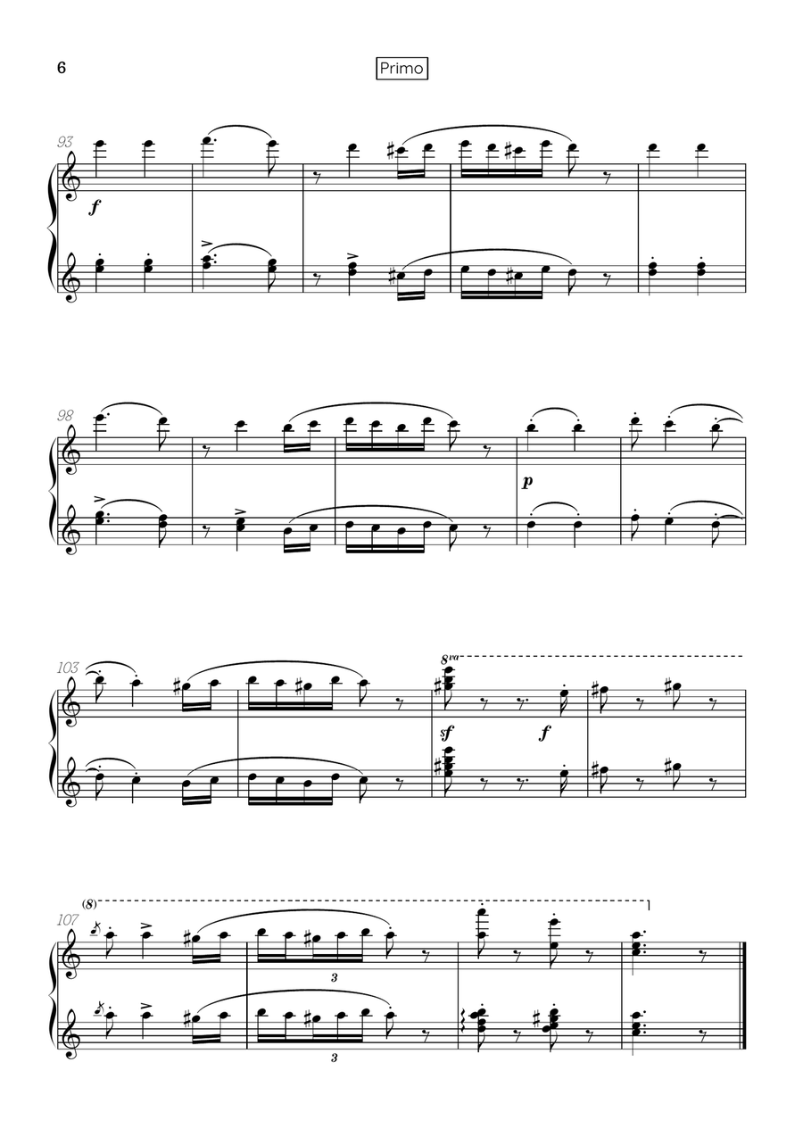 Brahms: Hungarian Dance No. 5 | piano four-hands sheet music (A minor) 1 Piano, 4-Hands scores gallery preview page 6