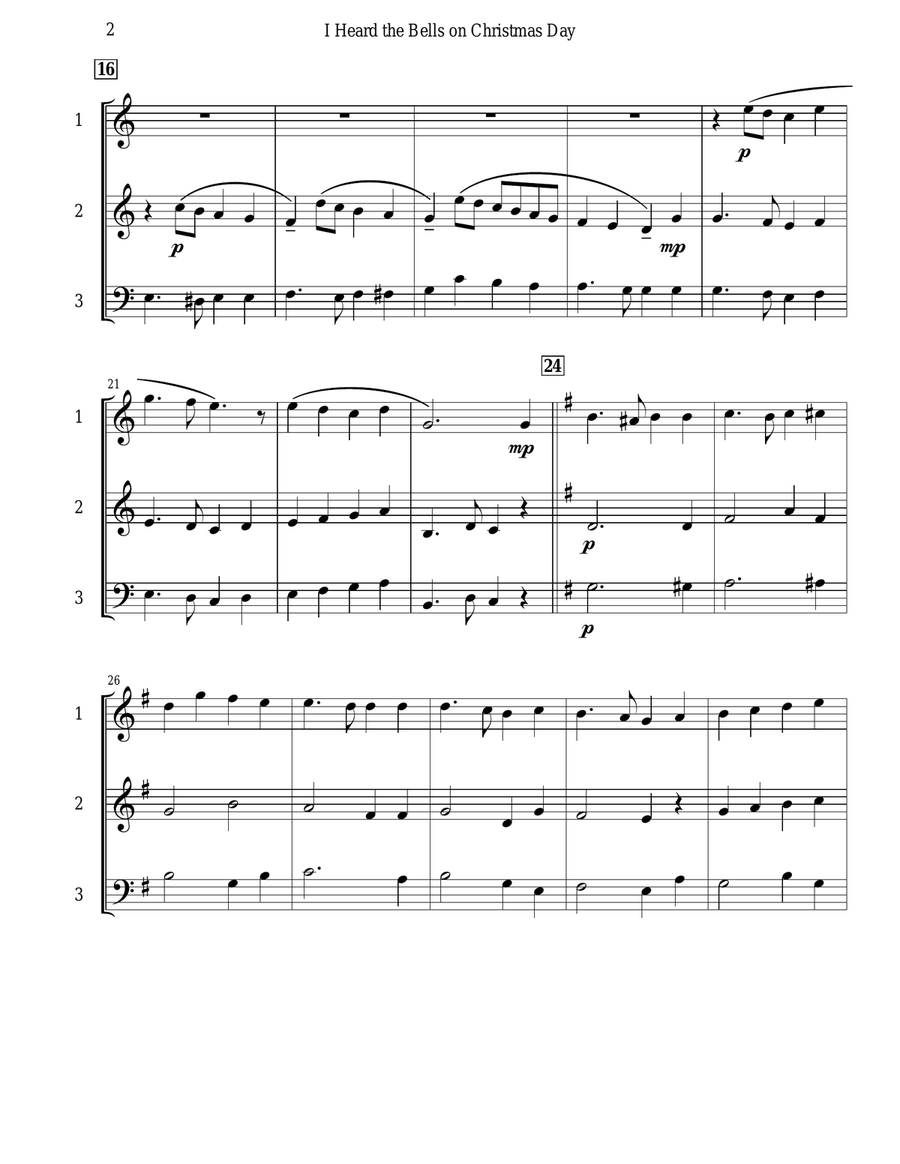 I Heard the Bells on Christmas Day (Woodwind Trio) Small Ensemble scores gallery preview page 3