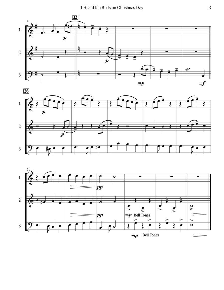 I Heard the Bells on Christmas Day (Woodwind Trio) Small Ensemble scores gallery preview page 4