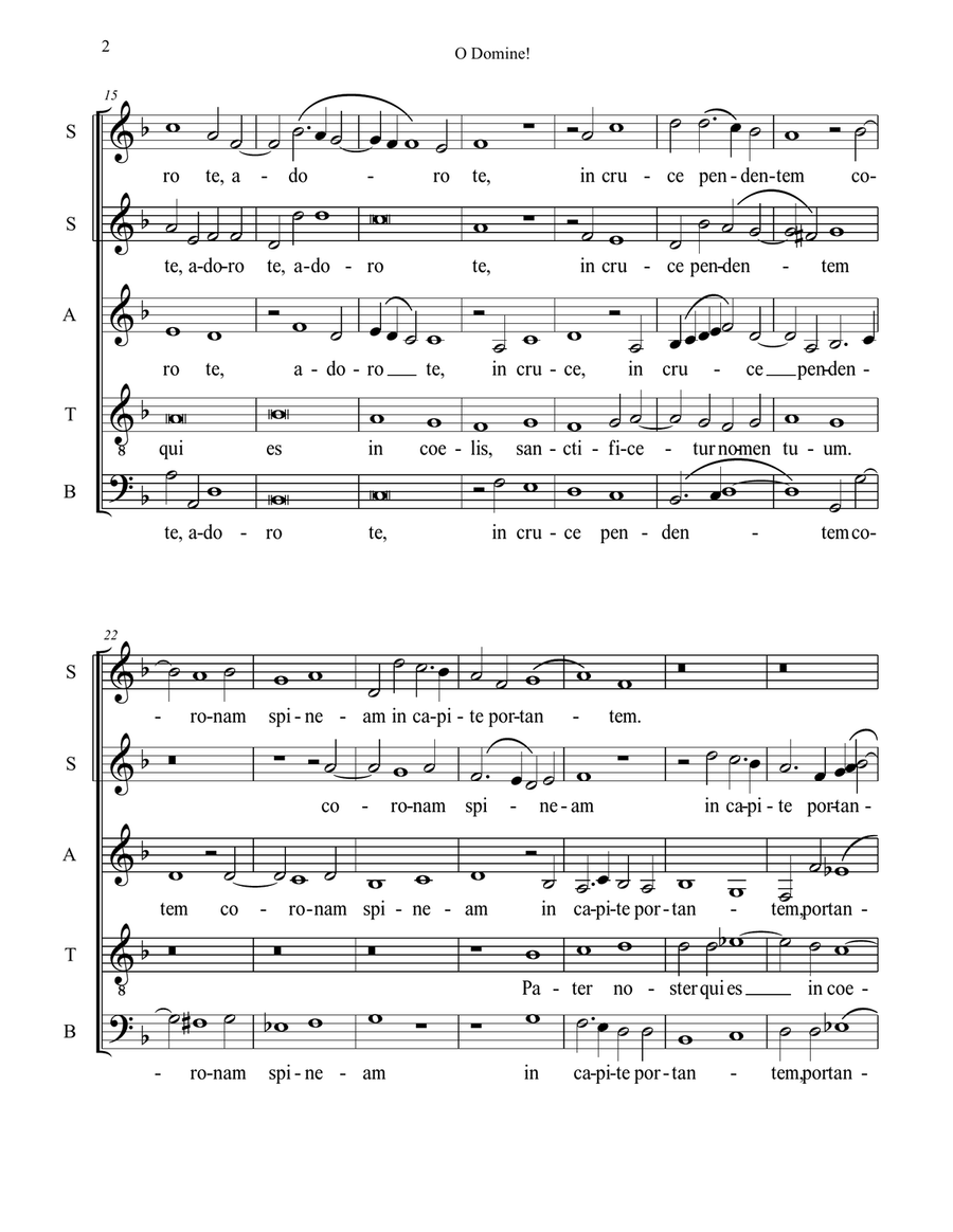 Sebastian Vivanco (1551-1622) - O Domine Choir scores gallery preview page 2