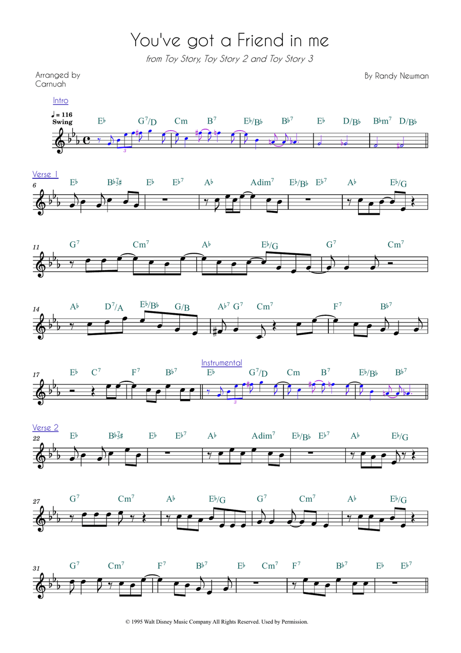 You've Got A Friend In Me Piano scores gallery preview page 1