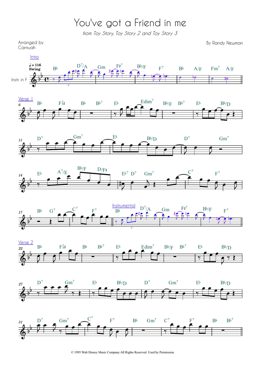 You've Got A Friend In Me Piano scores gallery preview page 1