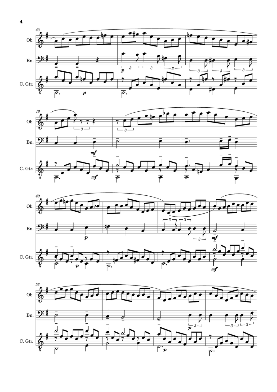 Jesu, Joy of Man´s Desiring. Oboe, Bassoon, Guitar. With Parts. Small Ensemble scores gallery preview page 4