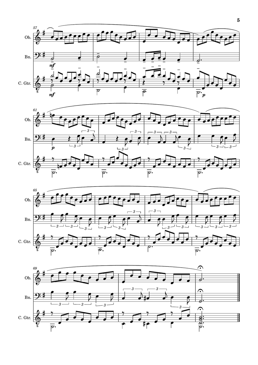 Jesu, Joy of Man´s Desiring. Oboe, Bassoon, Guitar. With Parts. Small Ensemble scores gallery preview page 5