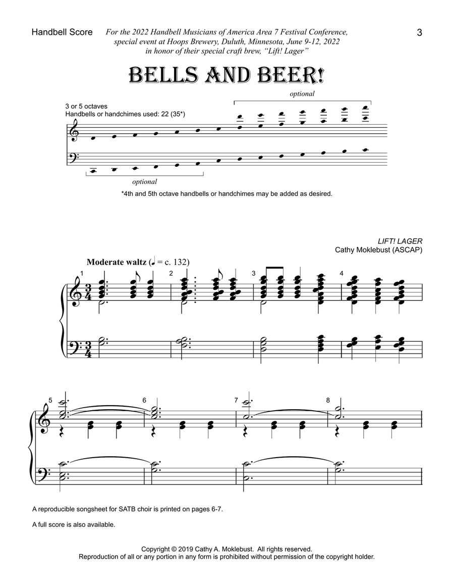 Bells and Beer! Handbell Score and Songsheet Handbell Choir scores gallery preview page 3