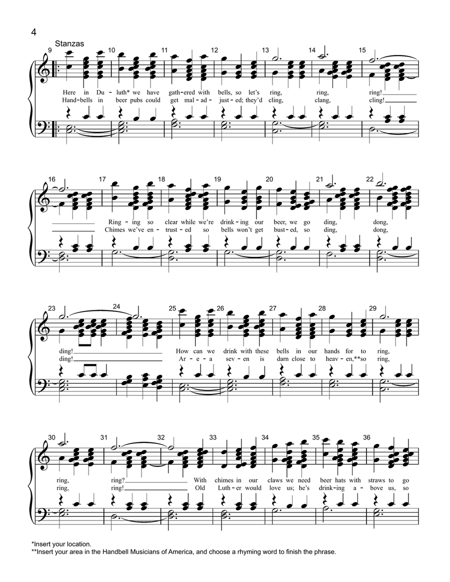 Bells and Beer! Handbell Score and Songsheet Handbell Choir scores gallery preview page 4