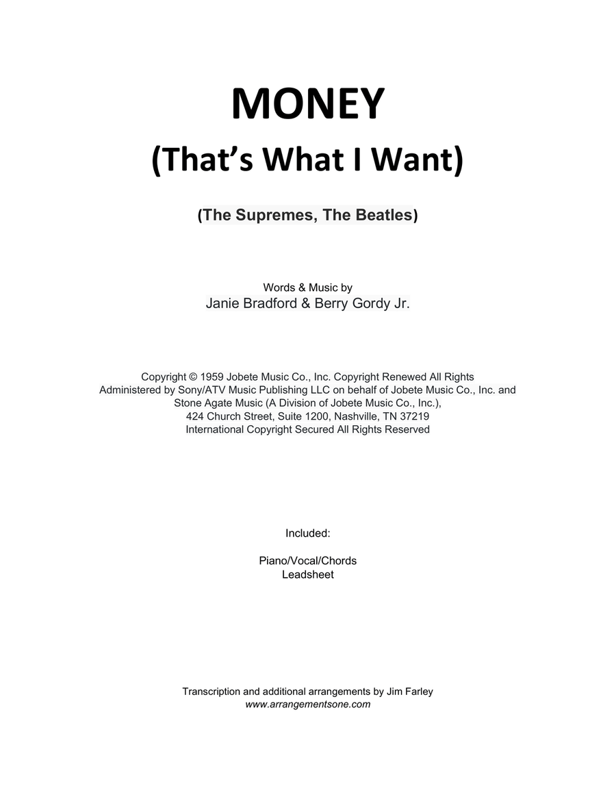 Money (That's What I Want) Piano, Vocal scores gallery preview page 1