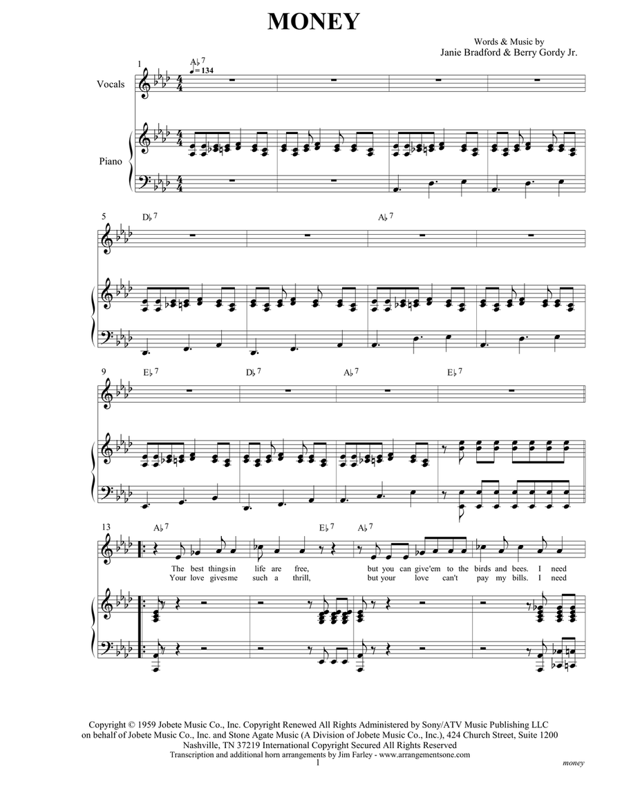 Money (That's What I Want) Piano, Vocal scores gallery preview page 3