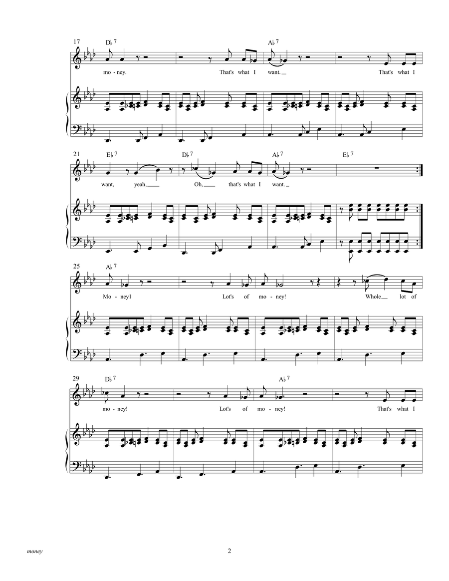 Money (That's What I Want) Piano, Vocal scores gallery preview page 4