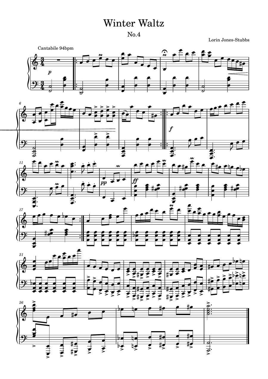 Hiraethog Waltz - Winter Waltz No.4 Piano Solo scores gallery preview page 1