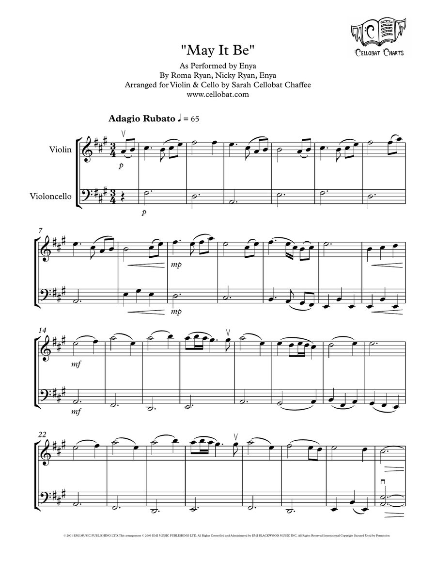 May It Be (Chantage Version) String Duet scores gallery preview page 1