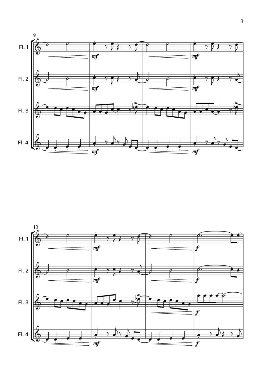 Steve's Lava Chicken Flute Quartet scores gallery preview page 5