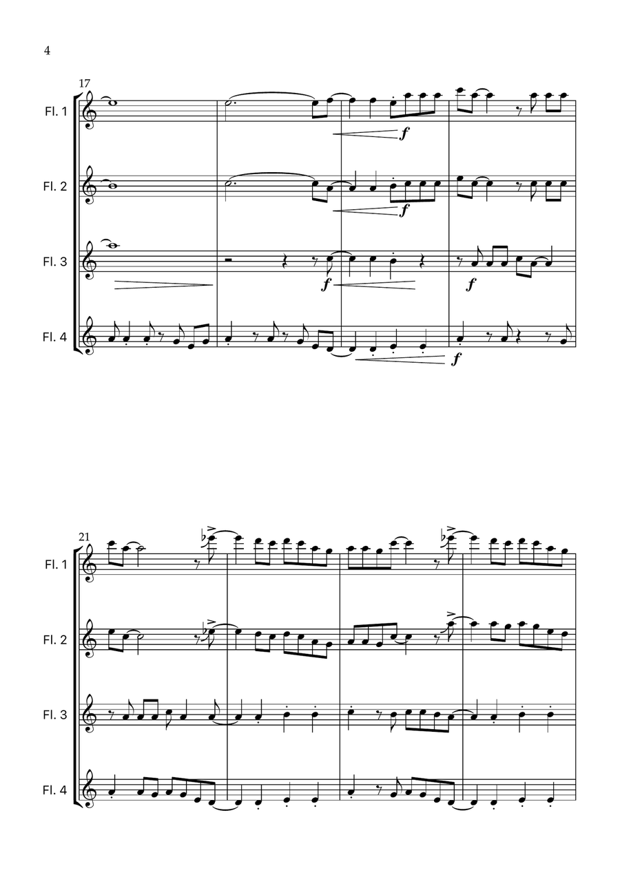 Steve's Lava Chicken Flute Quartet scores gallery preview page 6