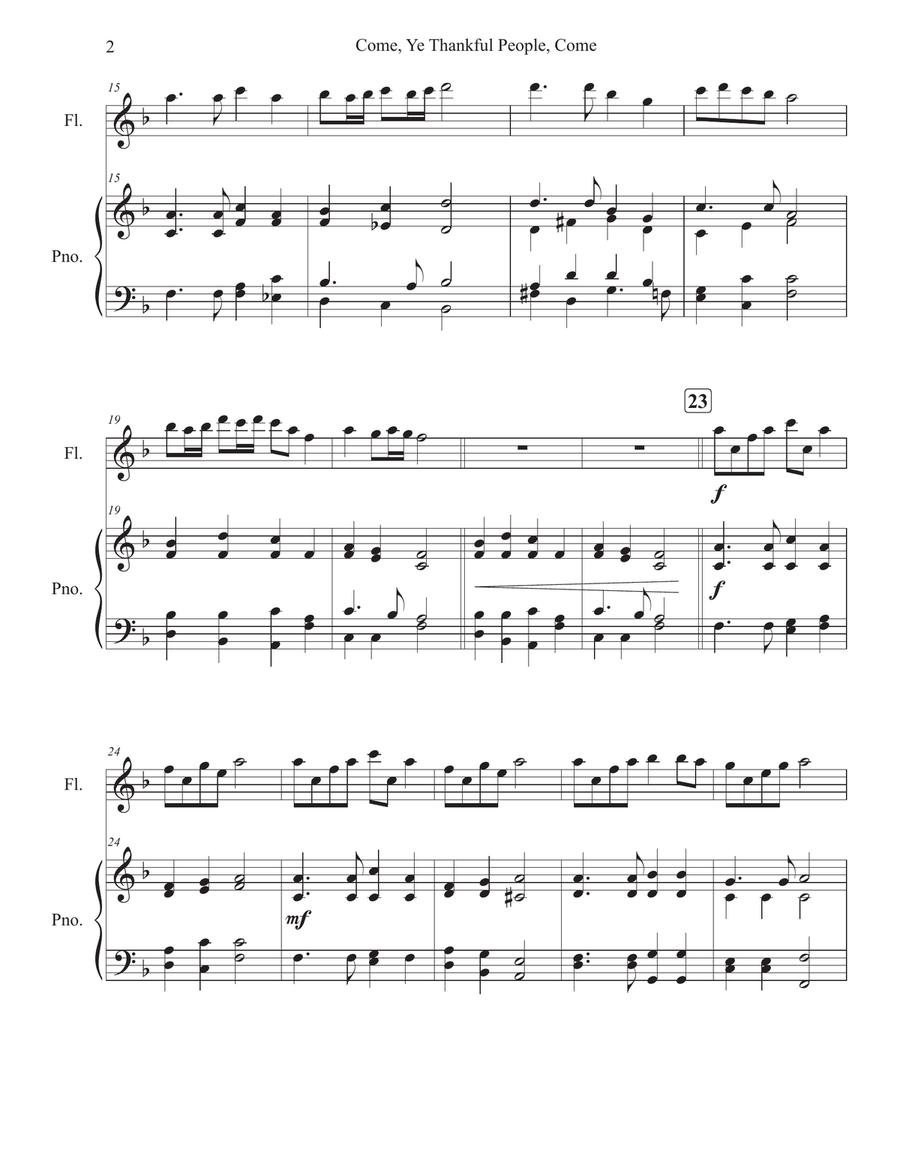 Come, Ye Thankful People, Come Flute scores gallery preview page 2
