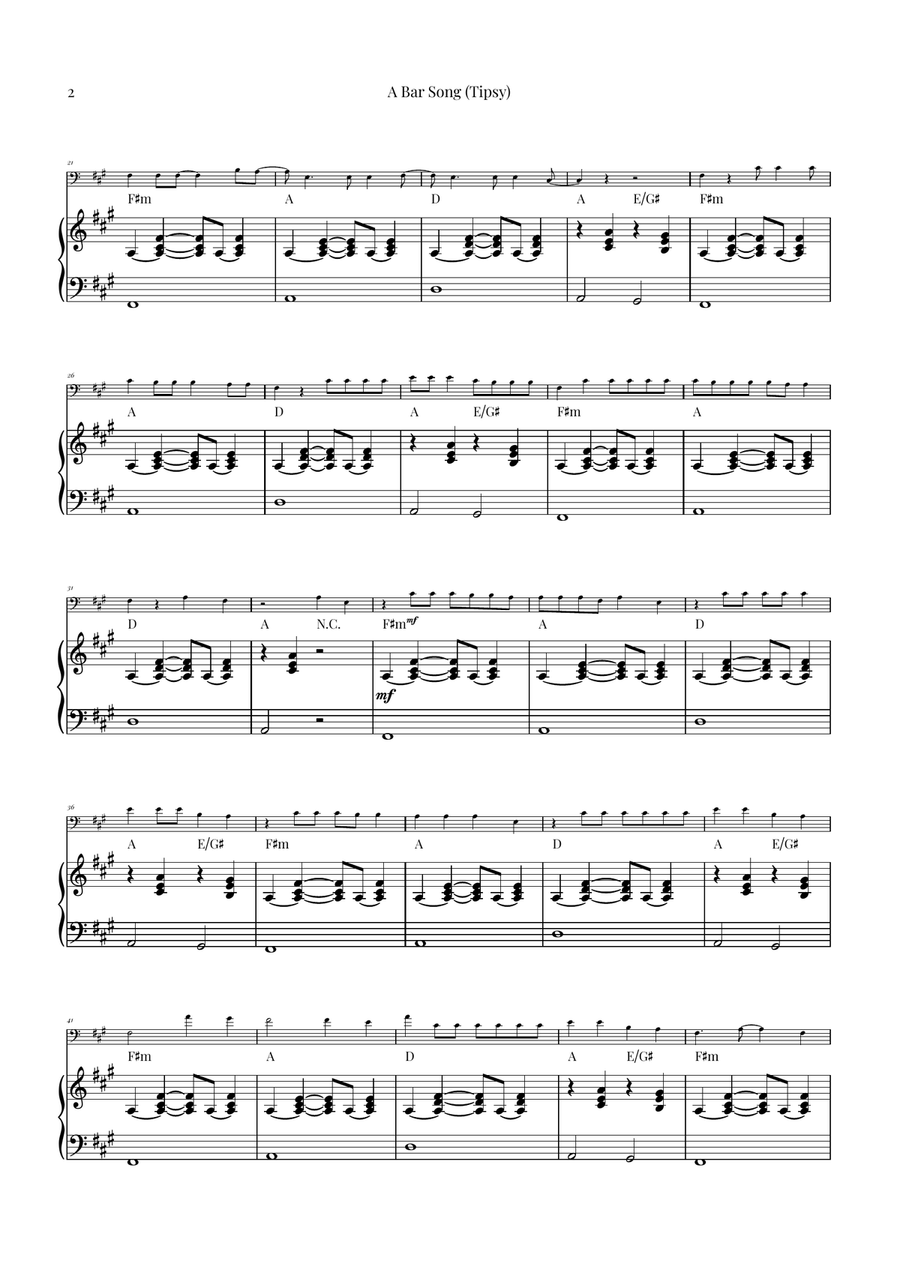 A Bar Song (Tipsy) Piano scores gallery preview page 2