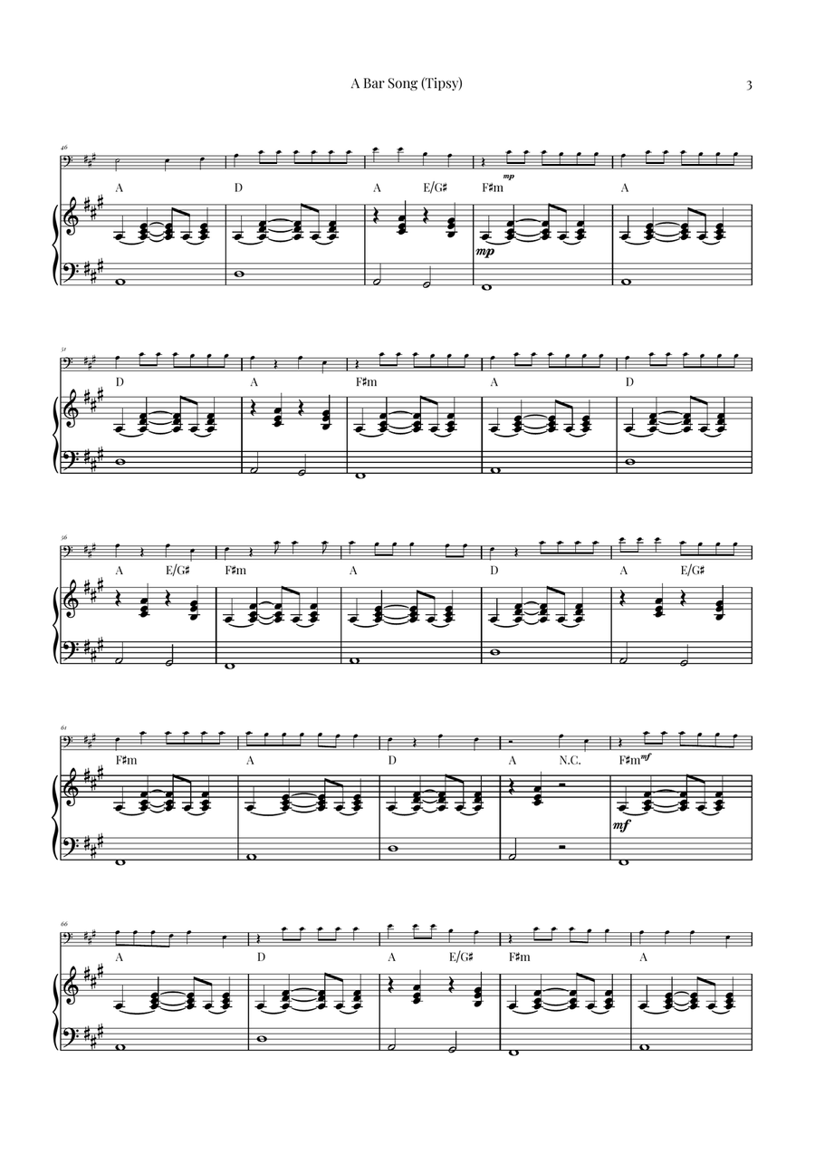 A Bar Song (Tipsy) Piano scores gallery preview page 3
