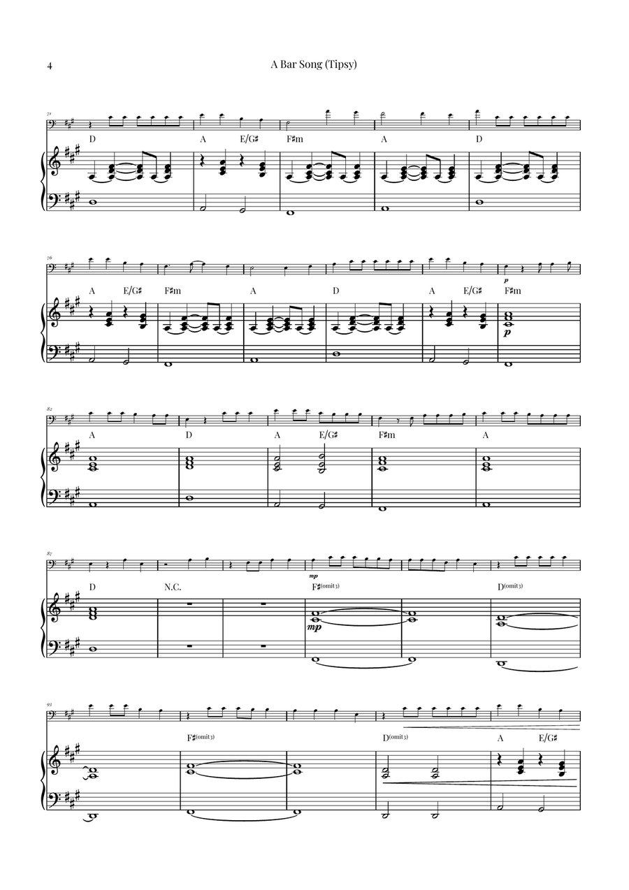 A Bar Song (Tipsy) Piano scores gallery preview page 4