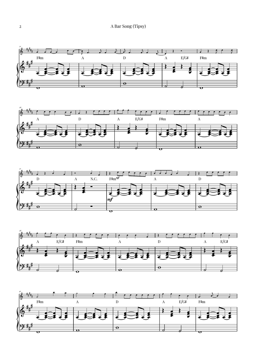 A Bar Song (Tipsy) B-Flat Trumpet scores gallery preview page 2