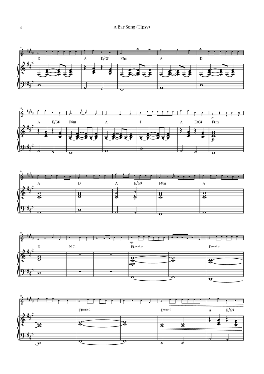 A Bar Song (Tipsy) B-Flat Trumpet scores gallery preview page 4