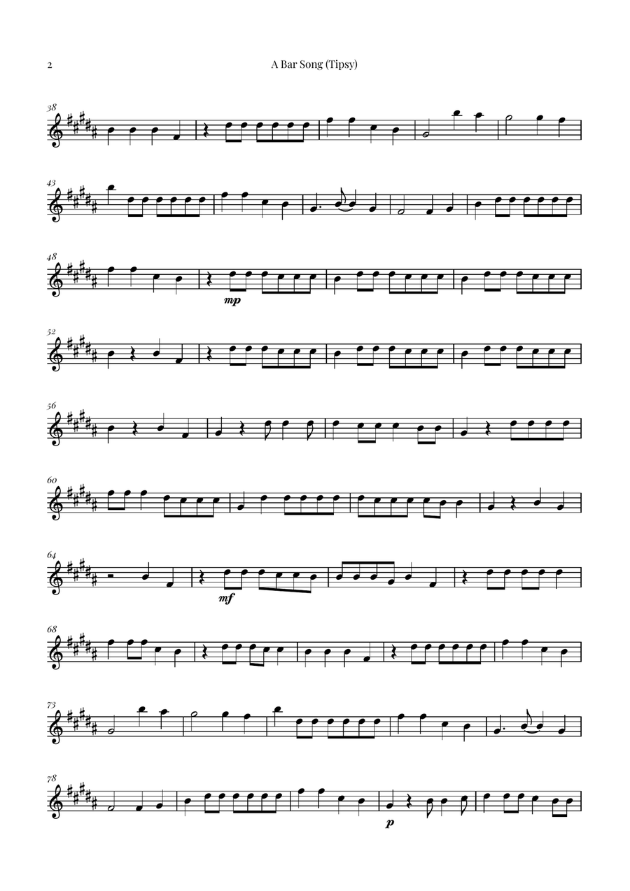 A Bar Song (Tipsy) B-Flat Trumpet scores gallery preview page 2
