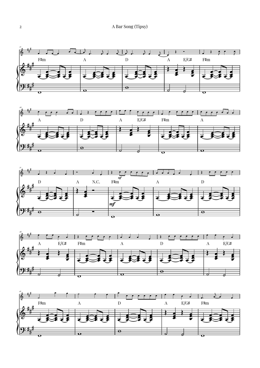 A Bar Song (Tipsy) Flute Solo scores gallery preview page 2