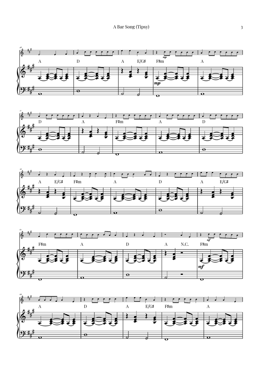 A Bar Song (Tipsy) Flute Solo scores gallery preview page 3