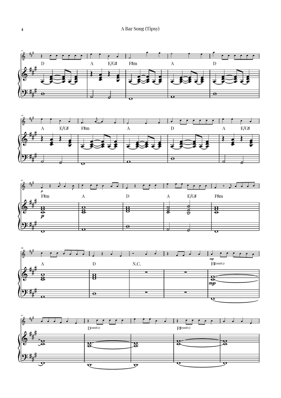A Bar Song (Tipsy) Flute Solo scores gallery preview page 4