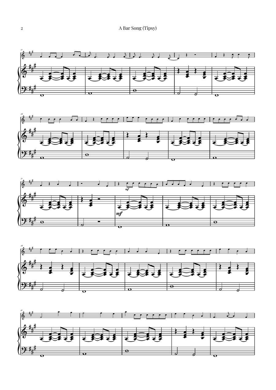 A Bar Song (Tipsy) Flute Solo scores gallery preview page 2