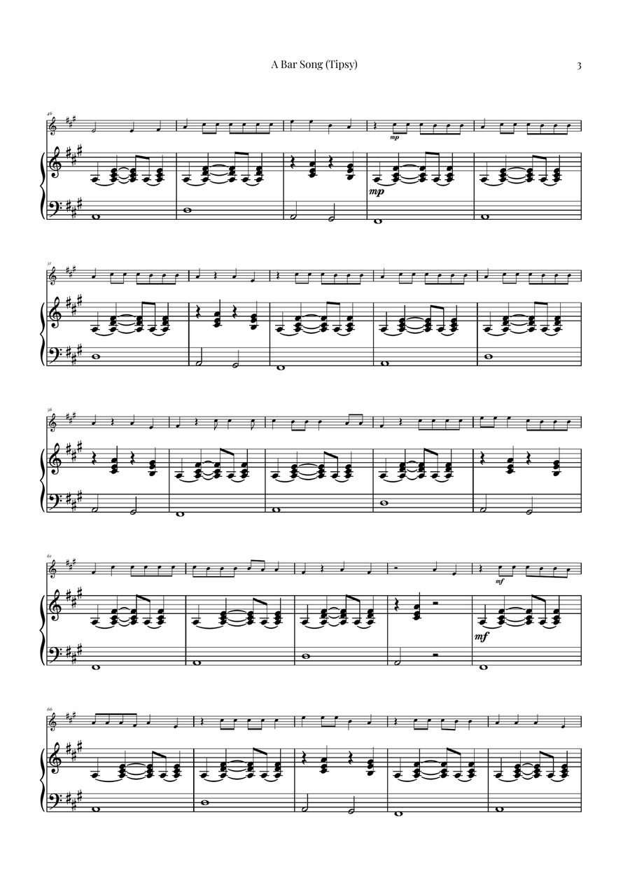 A Bar Song (Tipsy) Flute Solo scores gallery preview page 3
