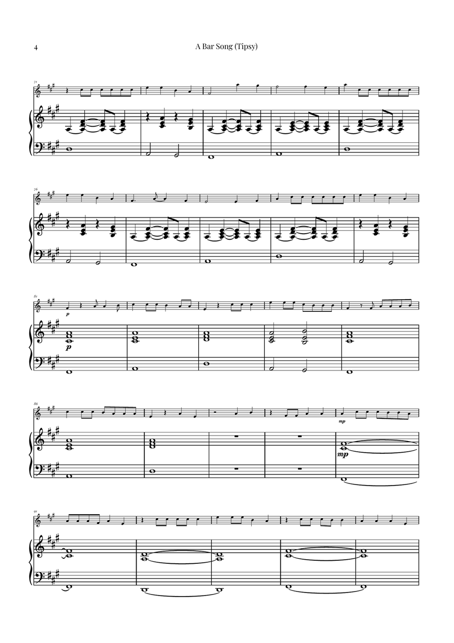 A Bar Song (Tipsy) Flute Solo scores gallery preview page 4