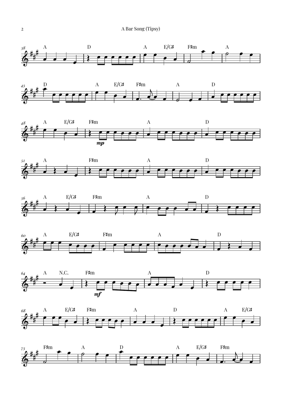 A Bar Song (Tipsy) Flute Solo scores gallery preview page 2