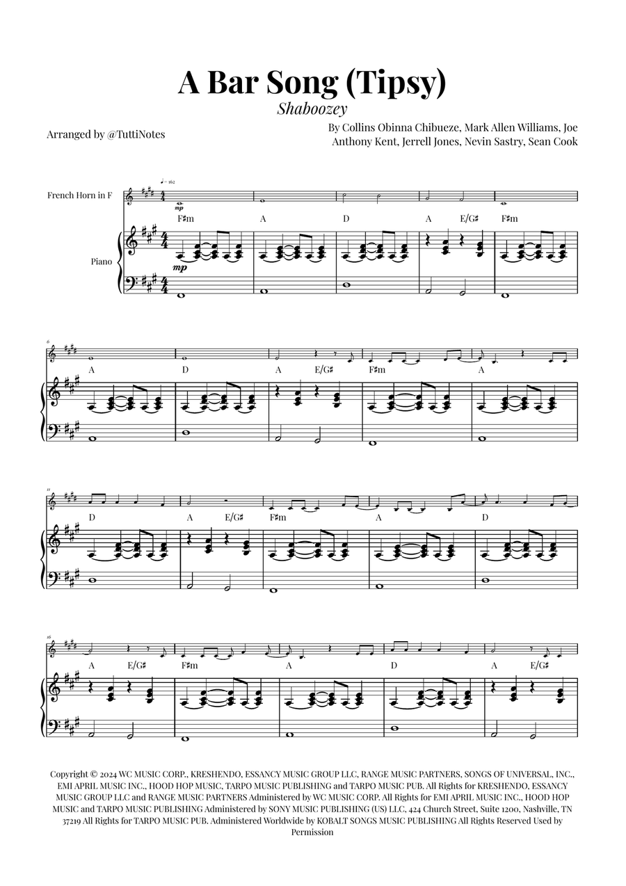 A Bar Song (Tipsy) Piano scores gallery preview page 1