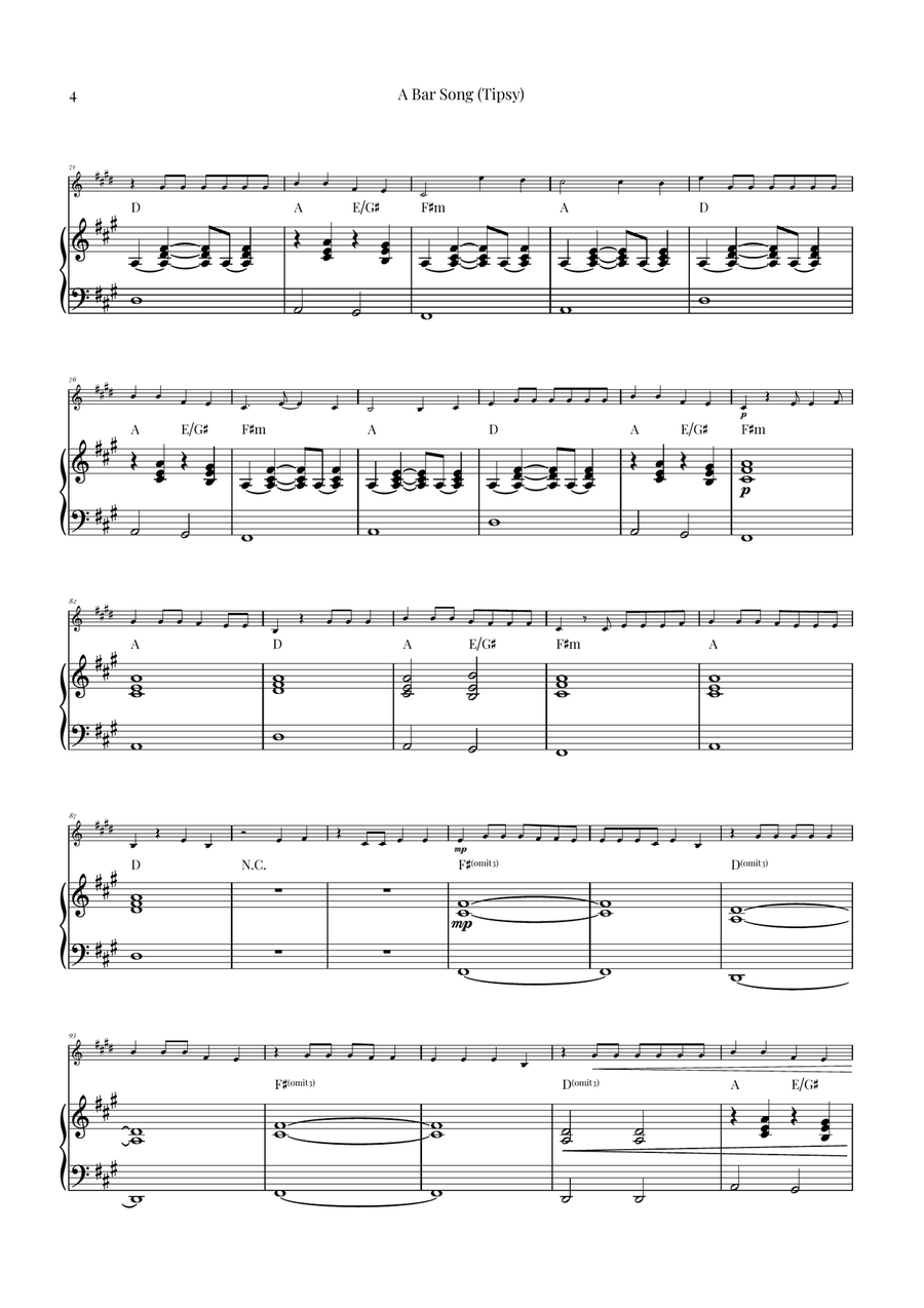 A Bar Song (Tipsy) Piano scores gallery preview page 4