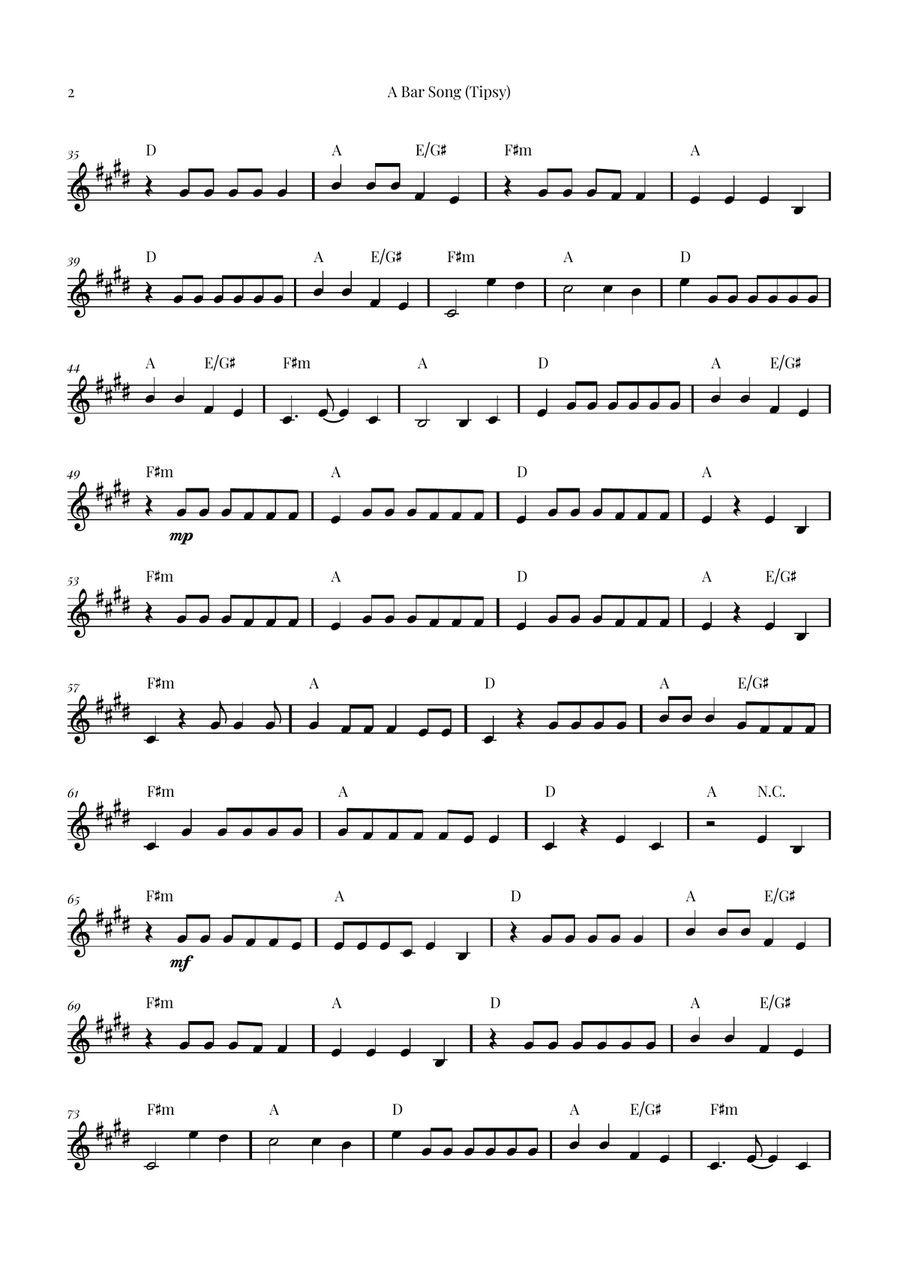 A Bar Song (Tipsy) Horn Solo scores gallery preview page 2