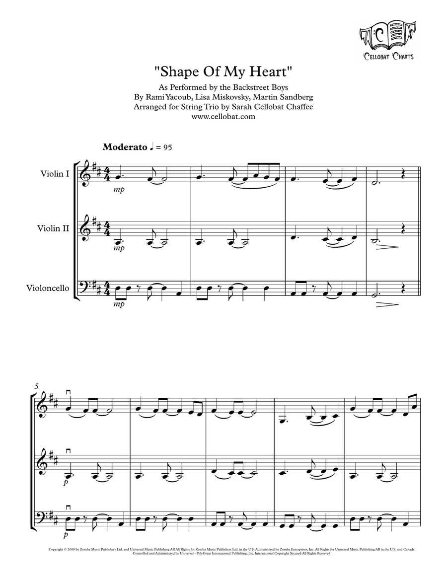 Shape Of My Heart String Trio scores gallery preview page 1