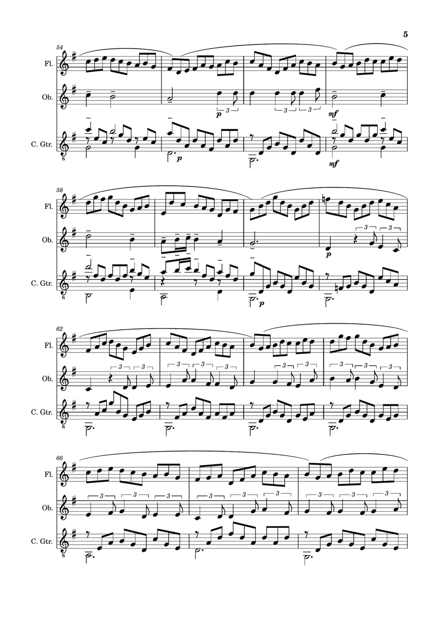 Jesu, Joy of Man´s Desiring. Flute, Oboe, Guitar. With Parts. Small Ensemble scores gallery preview page 5