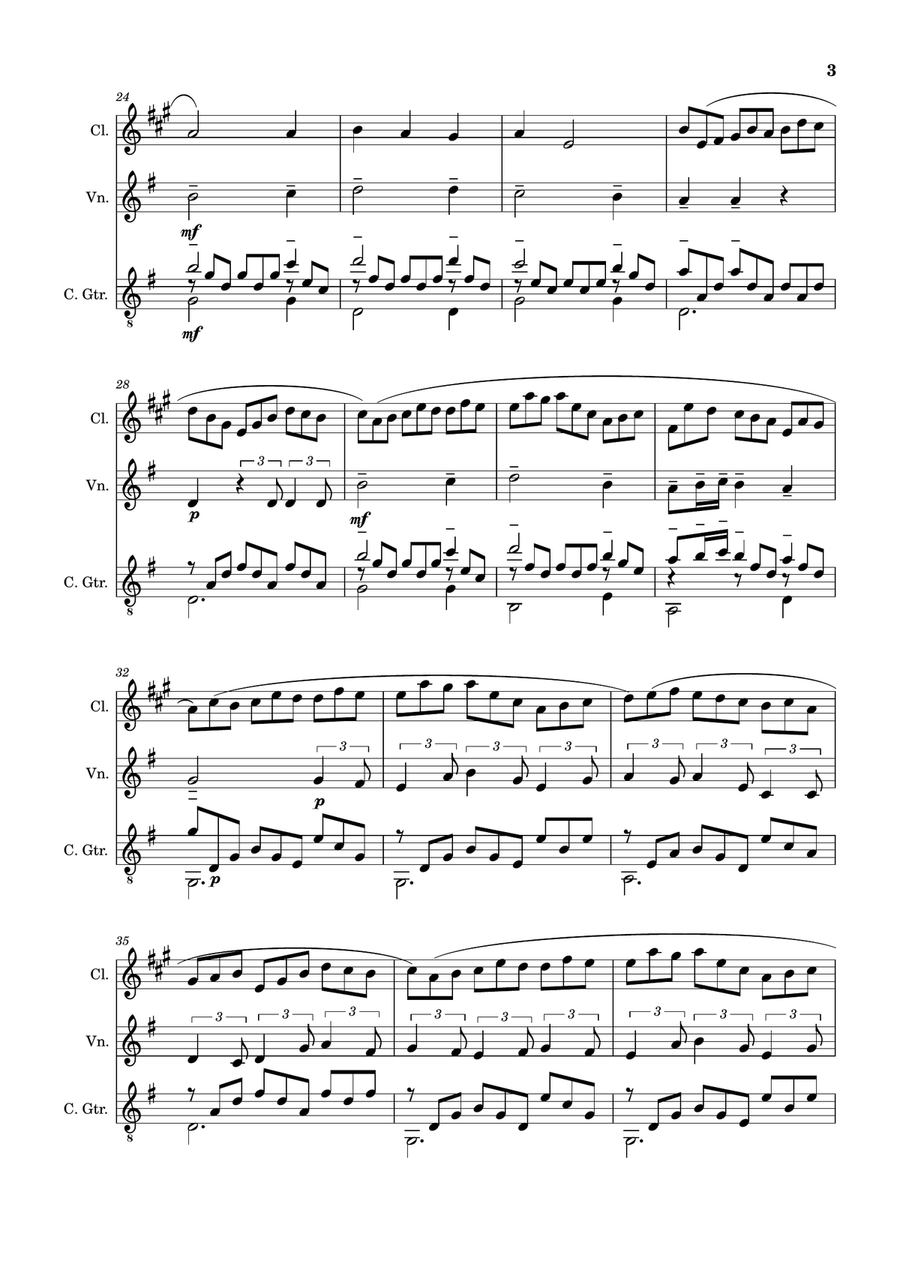 Jesu, Joy of Man´s Desiring. Clarinet, Violin, Guitar. With Parts. Small Ensemble scores gallery preview page 3
