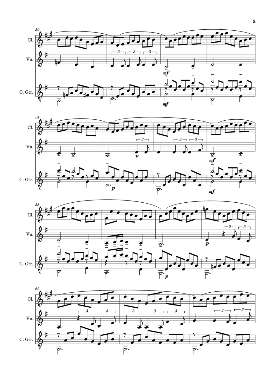 Jesu, Joy of Man´s Desiring. Clarinet, Violin, Guitar. With Parts. Small Ensemble scores gallery preview page 5