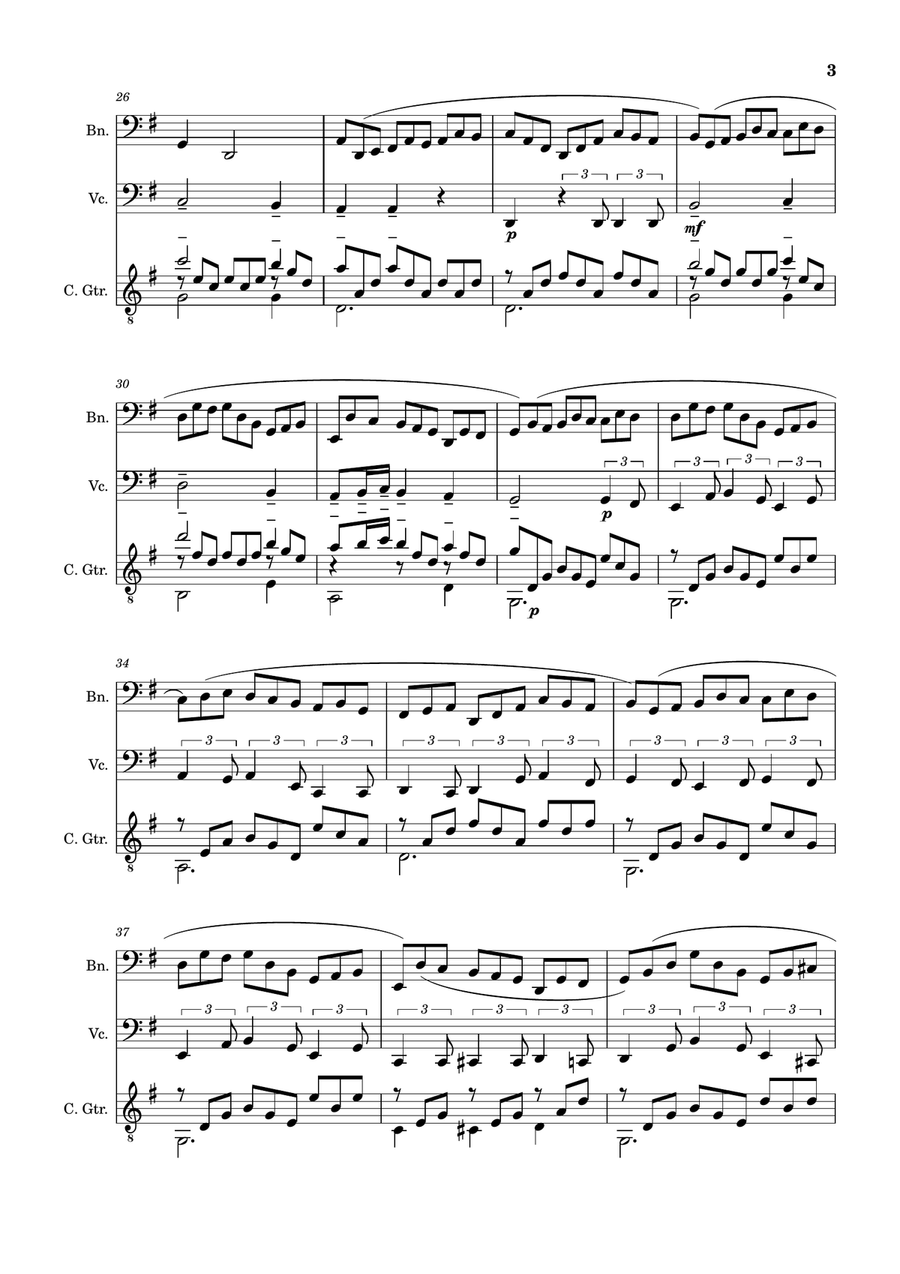 Jesu, Joy of Man´s Desiring. Bassoon, Cello, Guitar. With Parts. Small Ensemble scores gallery preview page 3