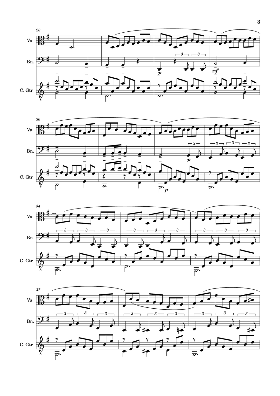 Jesu, Joy of Man´s Desiring. Viola, Bassoon, Guitar. With Parts. Small Ensemble scores gallery preview page 3