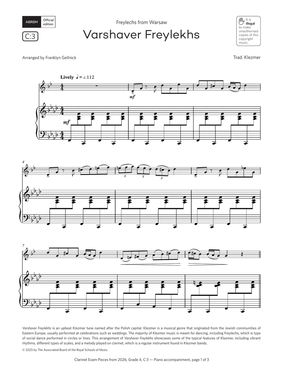 Varshaver Freylekhs (Grade 4, list C3, from the ABRSM Clarinet Syllabus from 2026) Clarinet Solo - Digital Sheet Music page 2