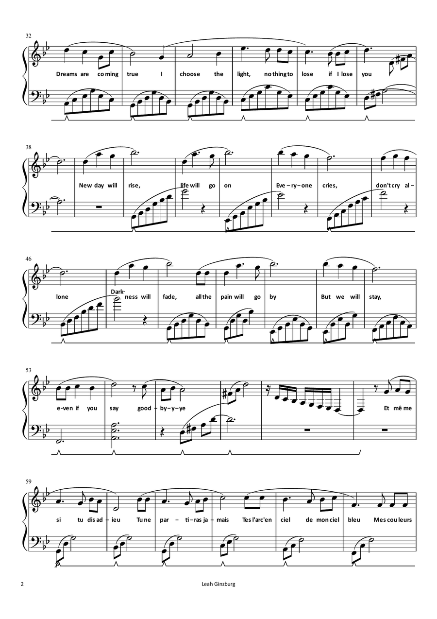 New Day Will Rise (Israel, Eurovision 2025) Piano Solo scores gallery preview page 2
