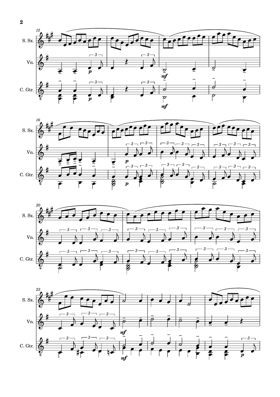 Jesu, Joy of Man´s Desiring. S. Sax., Violin, Guitar. With Parts. by Johann Sebastian Bach Small Ensemble - Digital Sheet Music page 2