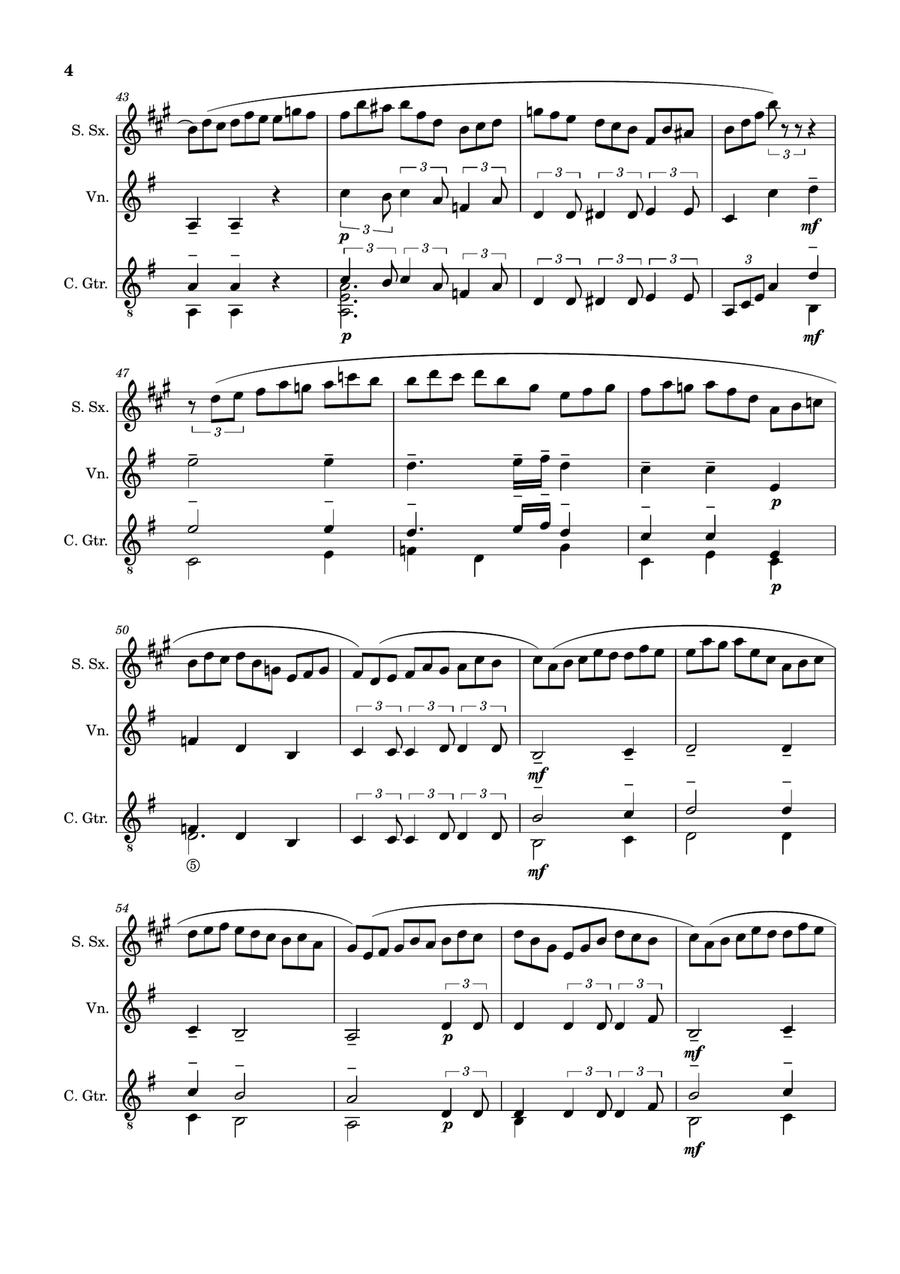 Jesu, Joy of Man´s Desiring. S. Sax., Violin, Guitar. With Parts. by Johann Sebastian Bach Small Ensemble - Digital Sheet Music page 4
